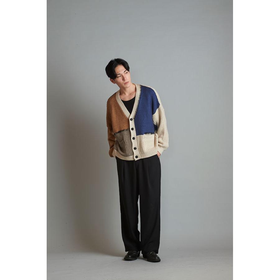 50％OFF SALE セール NO ID. ノーアイディー パネルチェンジングハンドニットCD メンズ カーディガン atftps NO ID.（ノーアイディー） SALE セール カーディガン パネル