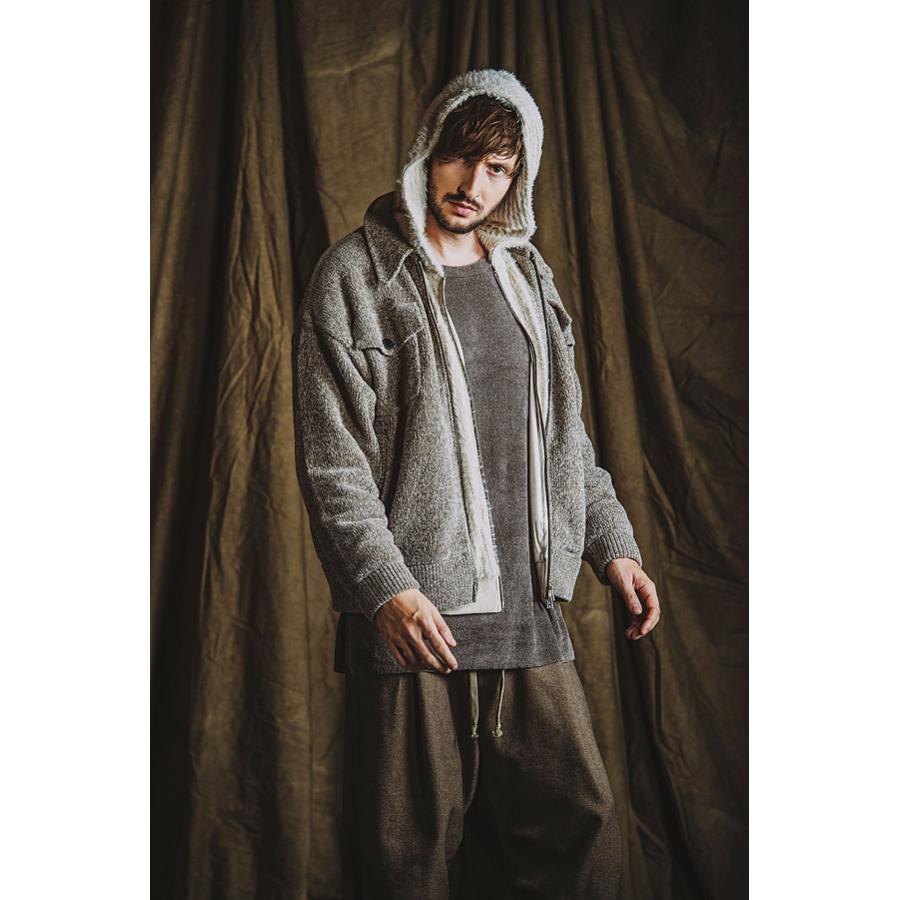 ikumiイクミ新品メンズ変形ジップパーカーFサンプルブランドタグ無 NO ID.（ノーアイディー） SALE セール パーカー フェイクファー