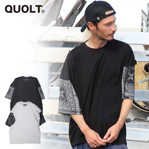 超安い品質 Quolt クオルト Tシャツ バンダナ柄 Enphy Cutsew メンズ おしゃれ 半袖 カラー Black Apcmq Com