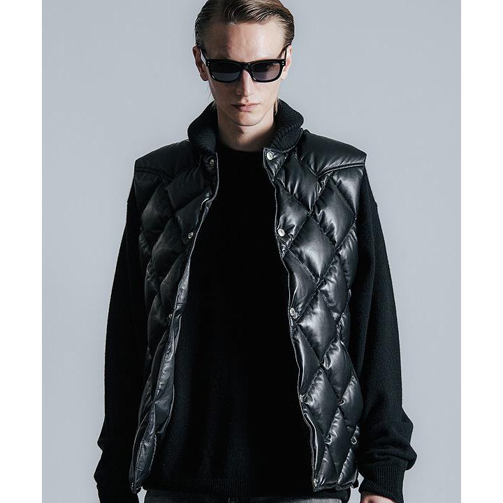 クライミー ベスト CRIMIE DIAMOND QUILT LAMB LEATHER DOWN VESTの画像