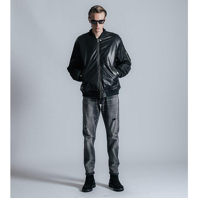 CRIMIE クライミー MA-1 ジャケット CRIMIE クライミー ジャケット NYLON SLEEVE LEATHER MA1 JACKET