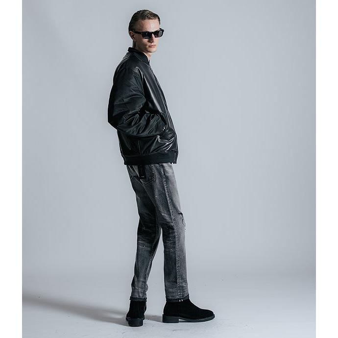 CRIMIE クライミー ジャケット NYLON SLEEVE LEATHER MA1 JACKET