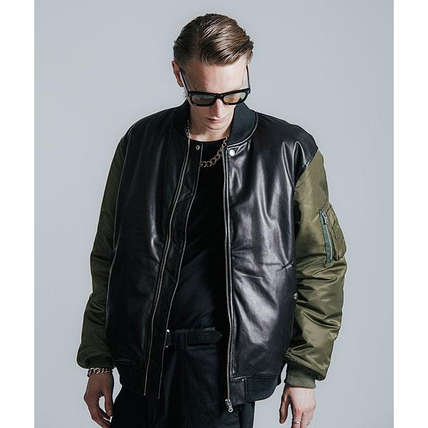 CRIMIE クライミー MA-1 ジャケット CRIMIE クライミー ジャケット NYLON SLEEVE LEATHER MA1 JACKET