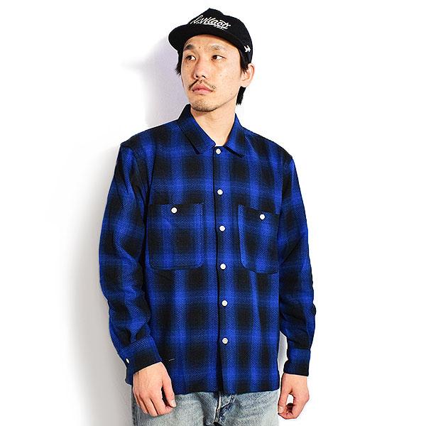 EVILACT CHECK-261 LS blue Lサイズ イーブルアクト シャツ EVILACT CHECK-261 LS メンズ 長袖シャツ