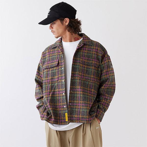 FAT エフエーティー シャツ FAT HEATHERCROP メンズ 長袖 チェック