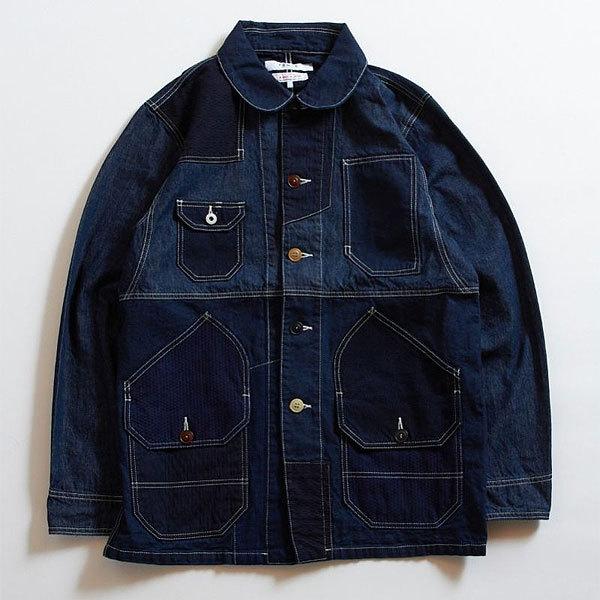 FDMTL◇デニムパッチワークノーカラーカバーオール/2/インディゴ