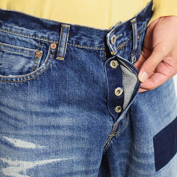 ファンダメンタル デニム FDMTL CLASSIC FIT DENIM CS128 メンズ パンツ デニムパンツ インディゴ パッチワーク 送料無料の画像