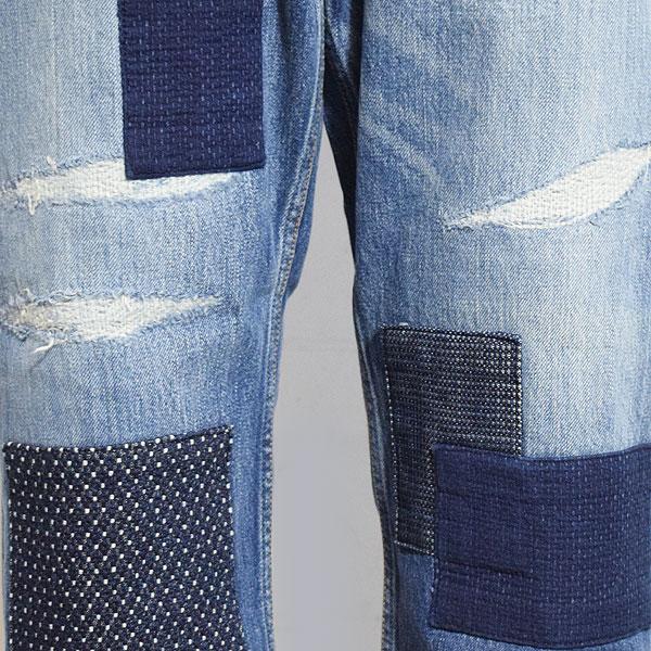 ファンダメンタル デニム FDMTL CLASSIC FIT DENIM CS128 メンズ パンツ デニムパンツ インディゴ パッチワーク 送料無料の画像