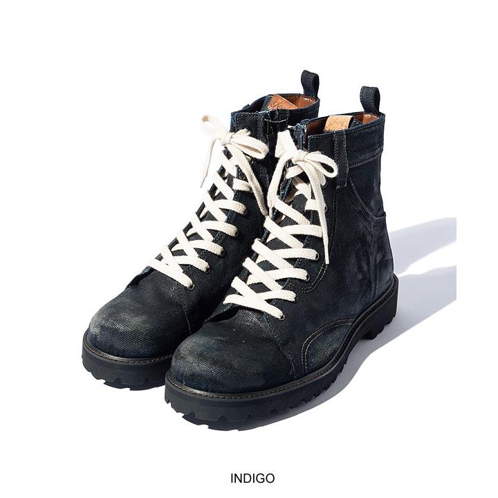 新品／グラム glamb／汚し・ダメージ加工 デニムブーツ／28㎝、28,5㎝ glamb（グラム） ブーツ glamb Oiled Denim Boots オイルドデニム