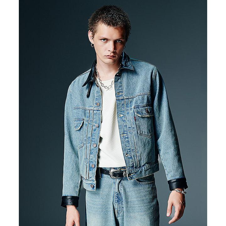 2026 秋 先行予約 8月下旬〜9月上旬入荷予定 グラム セットアップ glamb Leather Combination Denim Set Up 送料無料 キャンセル不可の画像