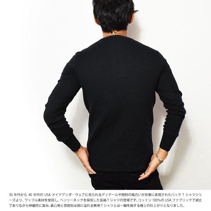 『GLAD ロンT 黒 M』 GLAD HAND（グラッドハンド） 長袖Tシャツ GLAD HAND WAFFLE HENRY L/S