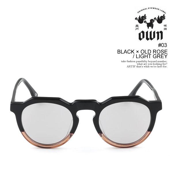 オウン サングラス OWN #03 BLACK×OLD ROSE / LIGHT GREY メンズ