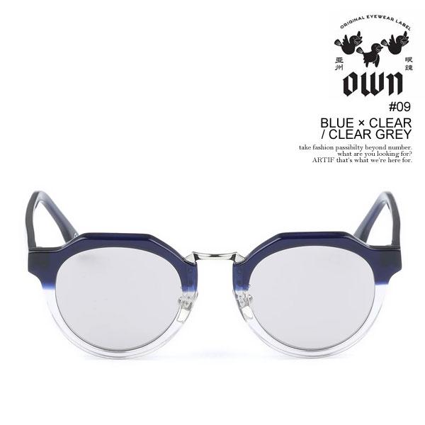 オウン サングラス OWN #09 BLUE×CLEAR/CLEAR GREY メンズ ボストン