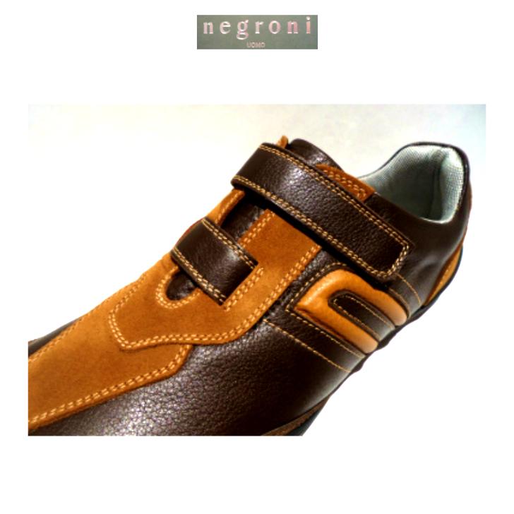 negroni＜ネグローニ＞ドライビングシューズ（牛革）Dブラウン/24.0cm〜27.0cm/日本製/3Eサイズ/マジックテープ/当店限定・原皮終了により現品限り