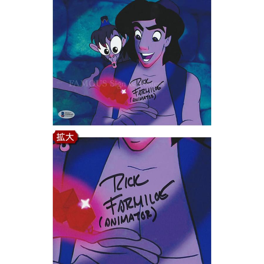 アラジン グッズ ディズニー 映画 直筆サイン入り写真 アニメーター リックファーミロー オートグラフ フレーム別 /鑑定済み /Rick Farmiloe COA オートグラフ