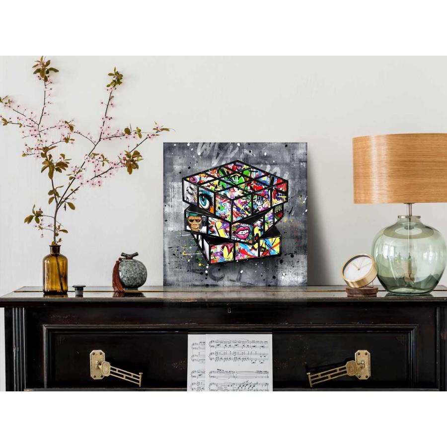 新商品 ARTJOY Magic-Cube Black M 34cm 14inch アートパネル 絵画 インテリア 壁掛け おしゃれ 絵 キューブ 猿 Streetart｜artjp｜03