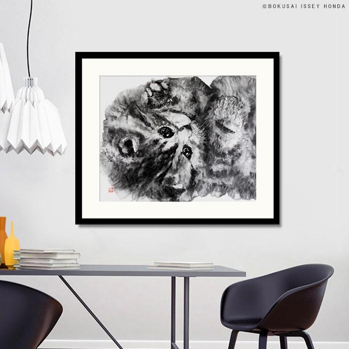 水墨画 猫「無垢」ネコ 絵画 インテリア 水墨 85cm×72cm モダン 水墨画 猫「無垢」ネコ 絵画 インテリア 水墨 85cm×72cm モダン