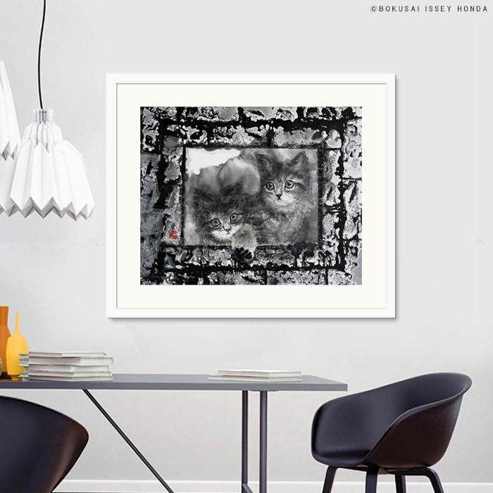 水墨画 ネコ 枠シリーズ2 子猫 壁掛け 85cm 72cm おしゃれ 絵 白黒 和室 和風 和モダン 内装 壁飾り 複製品 本田一誠 Bk 021 Art Lab Yahoo 店 通販 Yahoo ショッピング