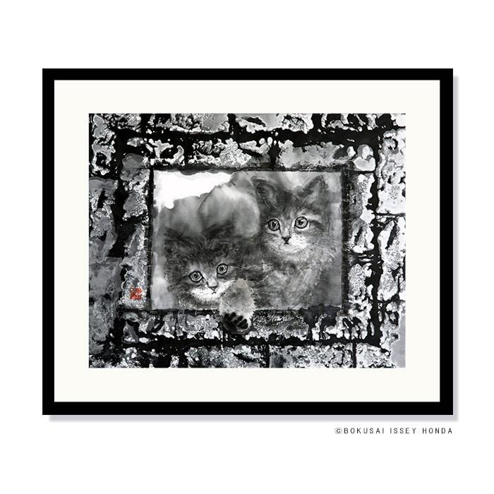 絵画 インテリア 枠シリーズ2 猫 壁掛け 85cm 72cm おしゃれ 絵 白黒 和室 和風 和モダン 内装 商店建築 複製品 本田一誠 Bk 021b Art Lab Yahoo 店 通販 Yahoo ショッピング
