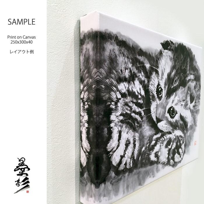 ファブリックパネル 猫 25cmx30cm 枠シリーズ2 本田一誠 モノクロ ミニ