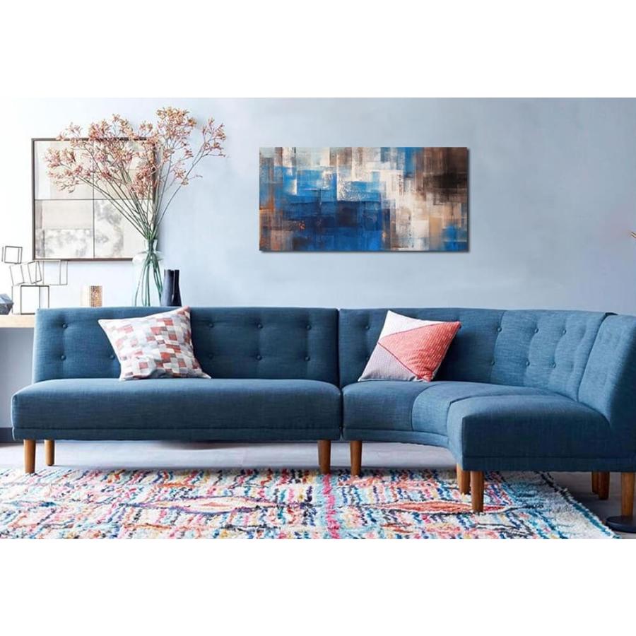 絵画 北欧風の壁アートNORDIC BLUE ABSTRACT インテリア 壁掛け アート 壁 飾り 風景 リビング ベッドルーム ホテル モダン 洋風 青 抽象の画像