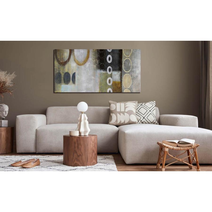新商品 BWA 絵画 インテリア Connected Circles 繋がる円の抽象2 100cm 北欧 壁掛け 茶系 リビング 玄関 和モダン おしゃれ 絵 アートパネル 抽象 幾何学 模様の画像