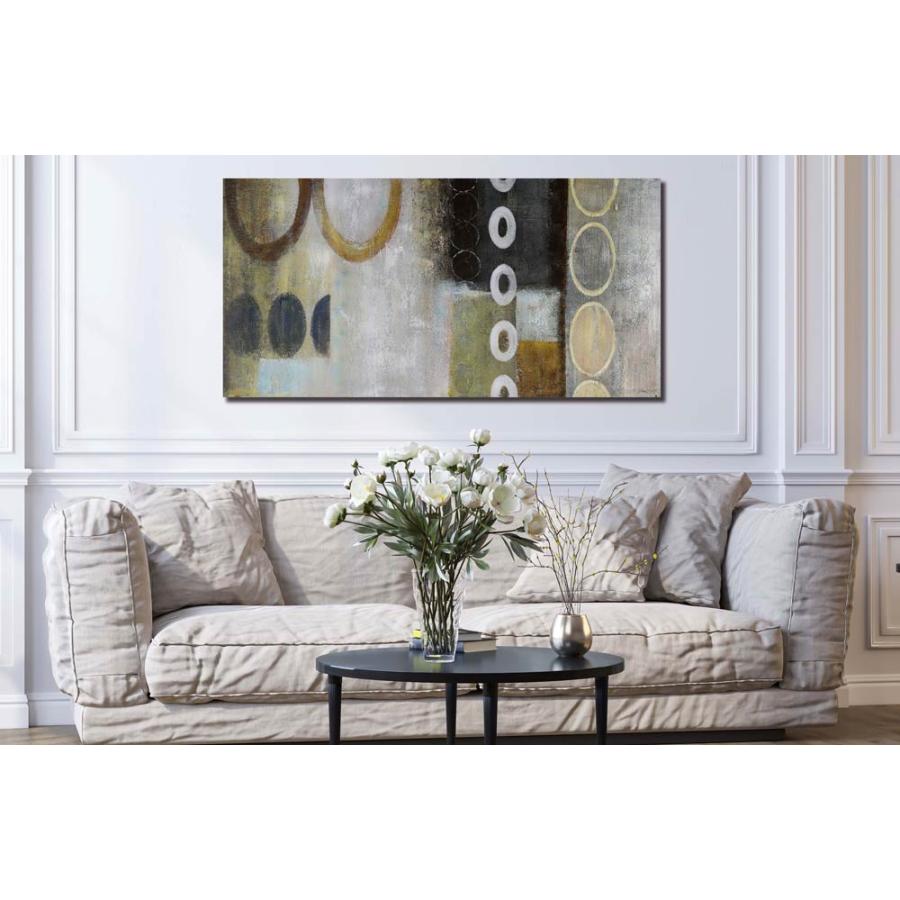 新商品 BWA 絵画 インテリア Connected Circles 繋がる円の抽象2 100cm 北欧 壁掛け 茶系 リビング 玄関 和モダン おしゃれ 絵 アートパネル 抽象 幾何学 模様の画像