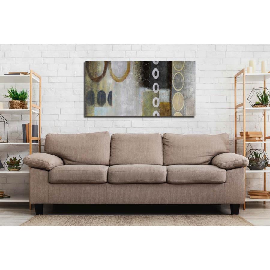 新商品 BWA 絵画 インテリア Connected Circles 繋がる円の抽象2 100cm 北欧 壁掛け 茶系 リビング 玄関 和モダン おしゃれ 絵 アートパネル 抽象 幾何学 模様の画像