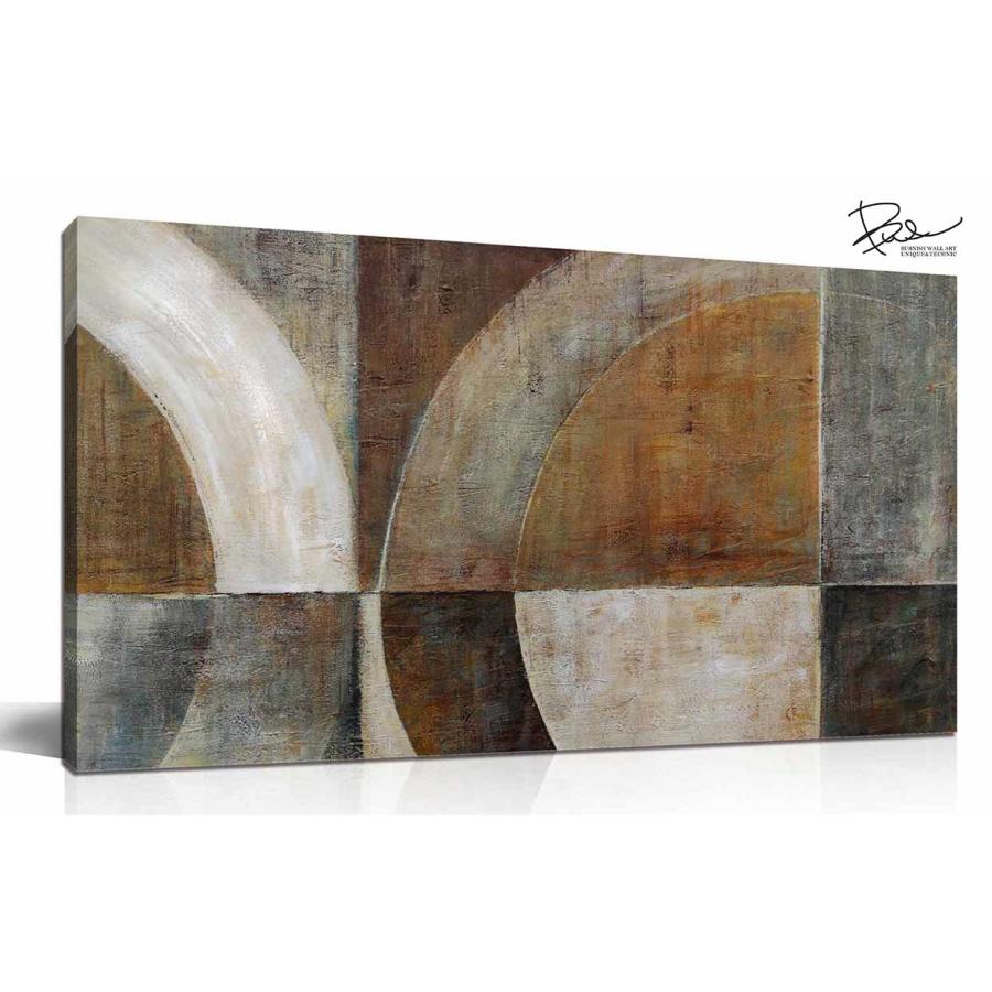 新商品 BWA 絵画 インテリア Connected Circles 繋がる円の抽象3 100cm 北欧 壁掛け 茶系 リビング 玄関 和モダン おしゃれ 絵 アートパネル 幾何学 模様