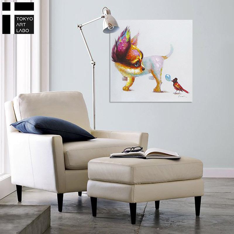 絵画 H700mm W700mmダイナミックな壁掛けインテリアかわいいワンコ