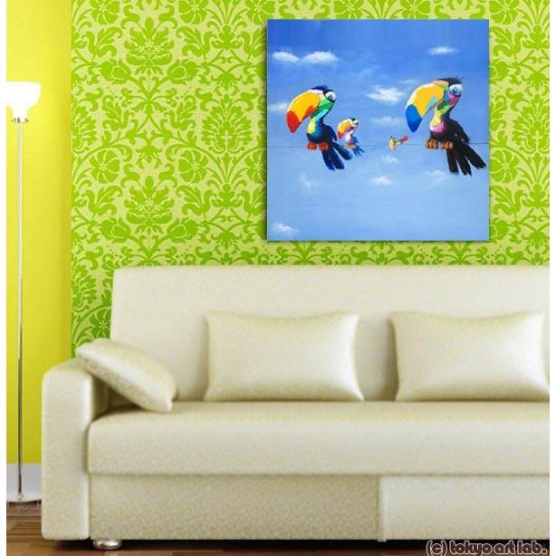 絵画 油絵 インテリア かわいい おしゃれ 壁掛け 鳥 デコレーション