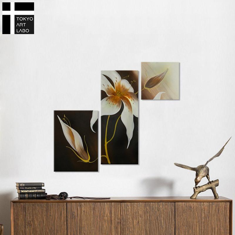 絵画 インテリア 和風 和モダン 3枚組 油絵 アートパネル 玄関