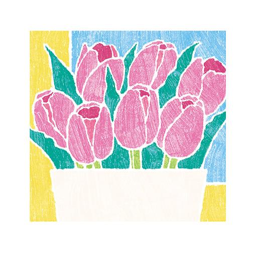 万歳 チューリップ絵画 版画 玄関 リビング 額入り 花の絵 プレゼント