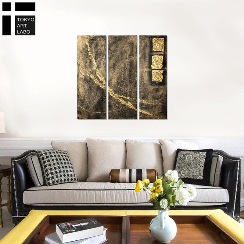 絵画 インテリア ホテル 飲食店 大きめの絵 内装用絵画 金色「漆喰壁の