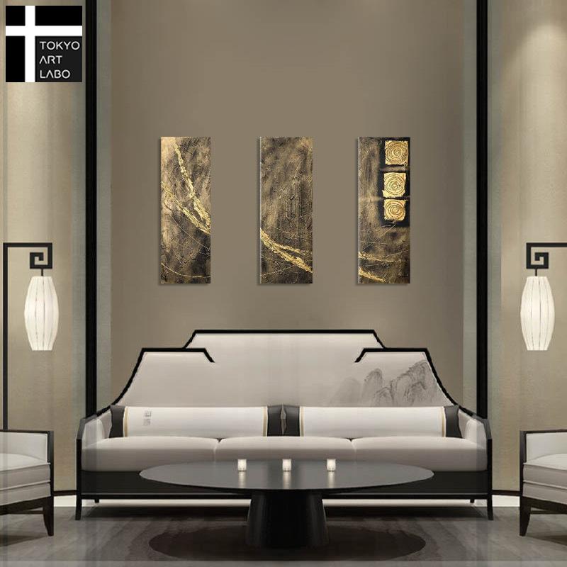 絵画 インテリア ホテル 飲食店 大きめの絵 内装用絵画 金色「漆喰壁の