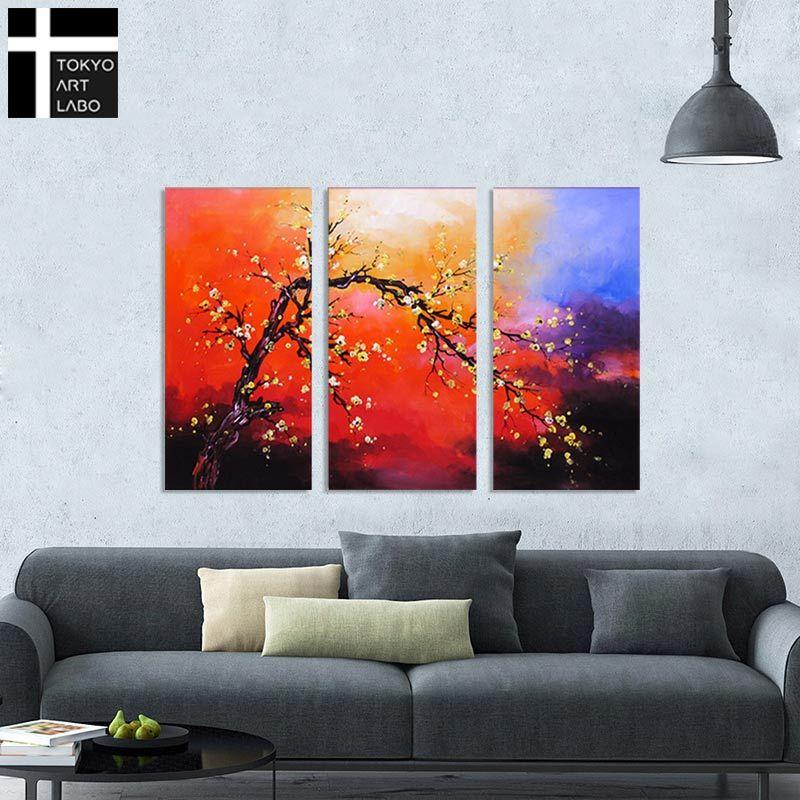 絵画 初春老艶梅 4枚組 インテリア 花 和柄 和風 和モダン 絵 アート