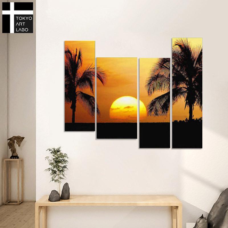 絵画 海 浜辺 おしゃれ 絵 壁掛け SunsetBeach 4枚組 アジアン