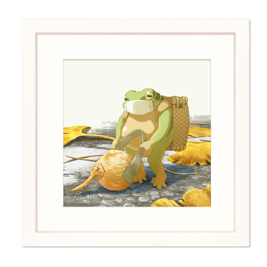 はち公式】 アートフレーム 「ぎんなん拾いの秋」 フレーム付き