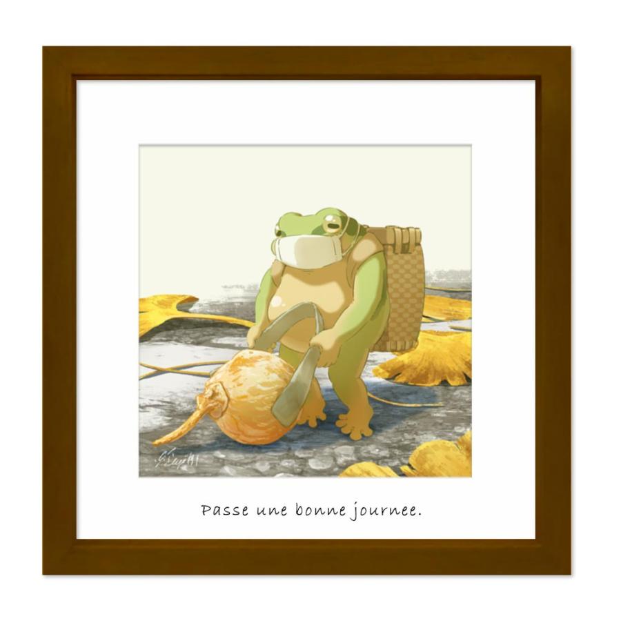 はち公式】 アートフレーム 「ぎんなん拾いの秋」 フレーム付き 額入り