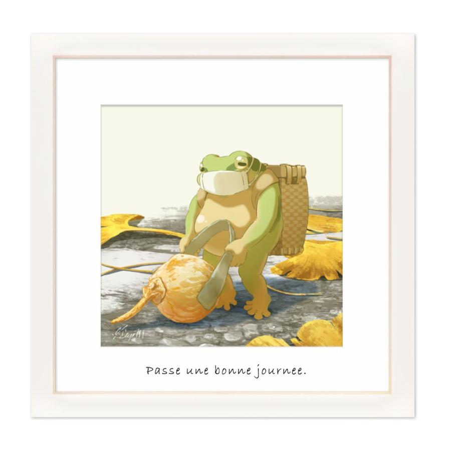 はち公式】 アートフレーム 「ぎんなん拾いの秋」 フレーム付き 額入り