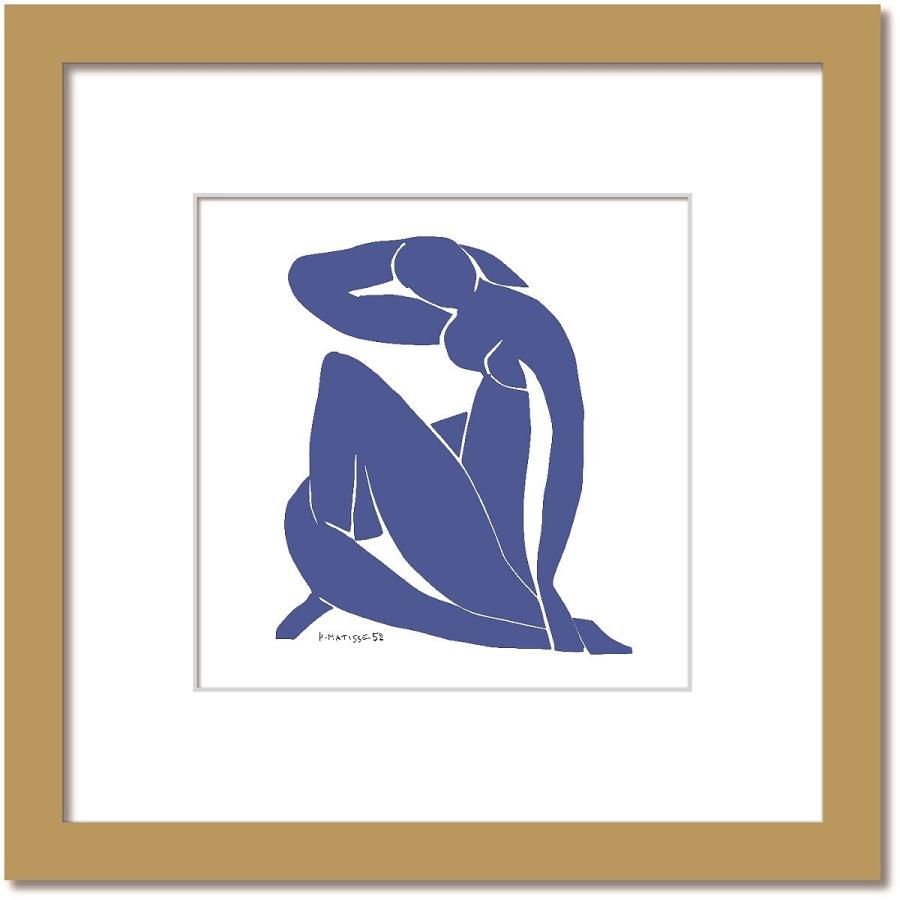 サイン入り ヴィンテージアート 裸体画ブルー系 大判 フレーム付き 現代アート Matisse Nu BleuII Blue Nude 額入り アート 女性モチーフ 青 モダン