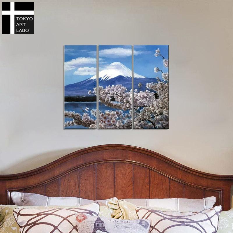 絵画 富士と桜 富士山 3枚組 W600mm おしゃれ 絵 インテリア 壁絵