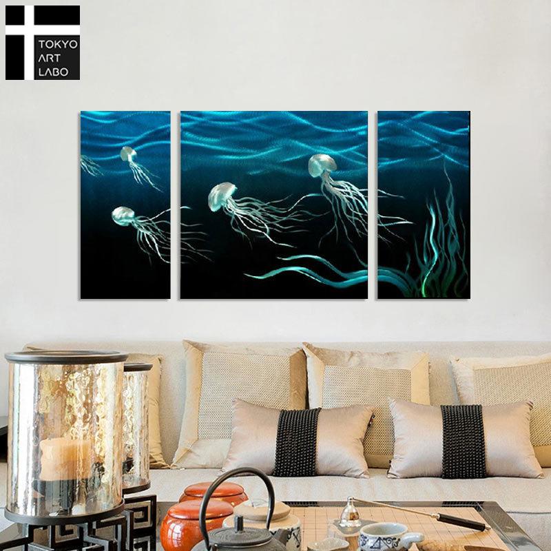 絵画 インテリア アートパネル 油絵 クラゲ 抽象画 海 : 壁面装飾 内装