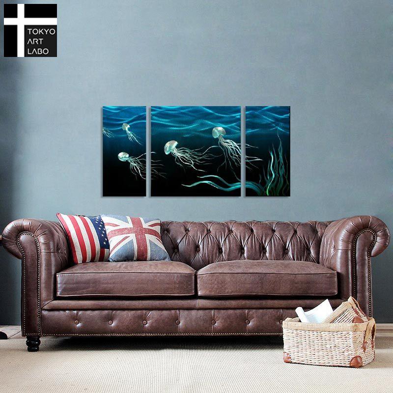 絵画 インテリア アートパネル 油絵 クラゲ 抽象画 海 : 壁面装飾 内装