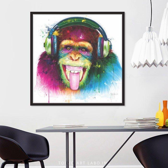 手書き油絵 Music monkey 絵画 インテリア 油彩画 Amazon｜Muzagroo Art Paint by Hand Monkey 油絵 音楽を聴く ゴリラ