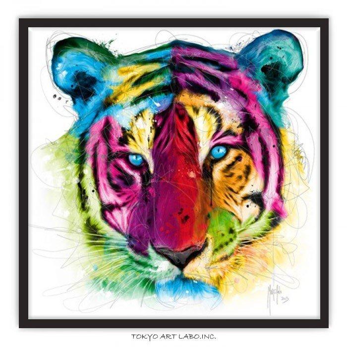 絵画トラ Tiger Pop 壁掛け インテリアアート W75cm H75cm 絵 壁掛け 壁絵 飾り おしゃれ 前衛的 派手 Murcianoの画像