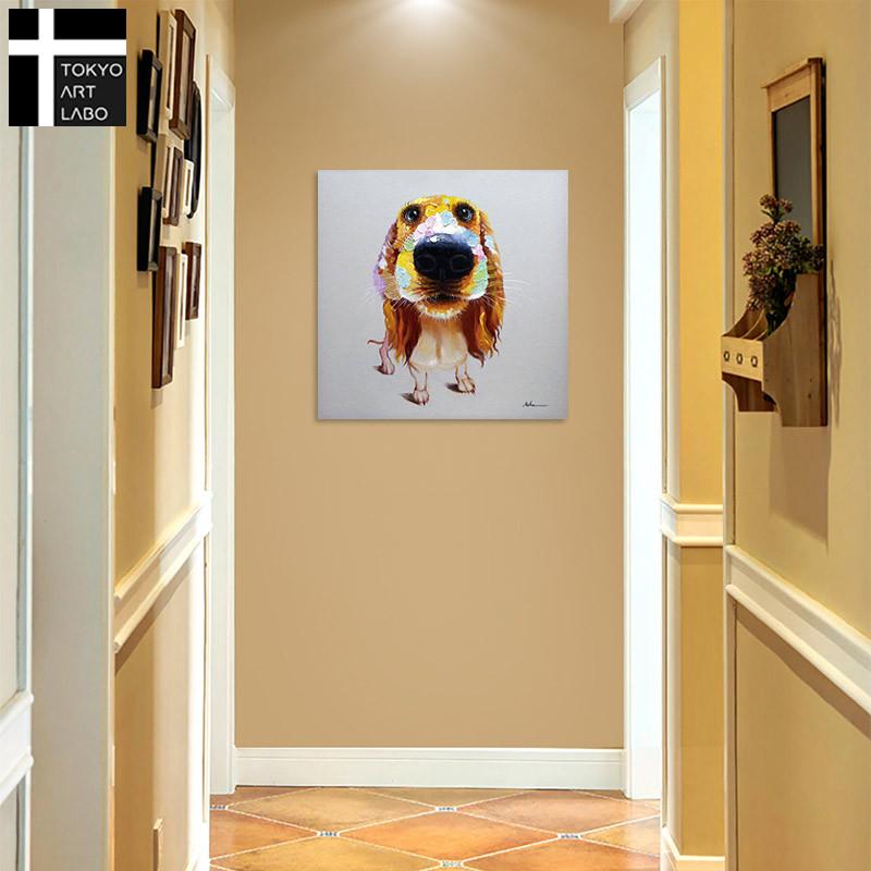 絵画 壁掛け「ちゃんとまってるからね」かわいい犬の絵 ペットの