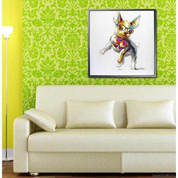 絵画 油絵「今夜はおしゃれに」かわいいペットの 油彩画 猫 犬の 絵画 油絵「今夜はおしゃれに」かわいいペットの 油彩画 猫 犬の