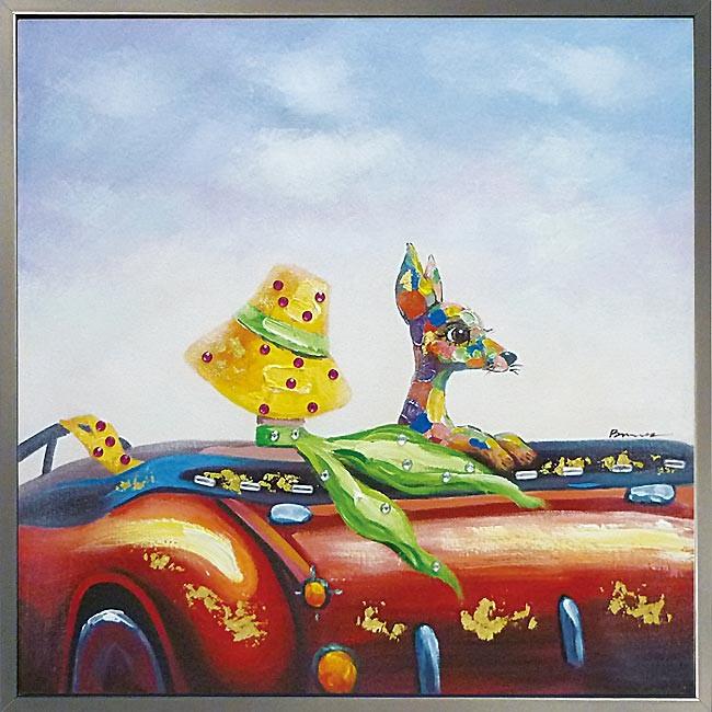絵画 空間にユニークな彩りを 油絵「ある晴れた日に」カラフルな 絵画 空間にユニークな彩りを 油絵「ある晴れた日に」カラフルな