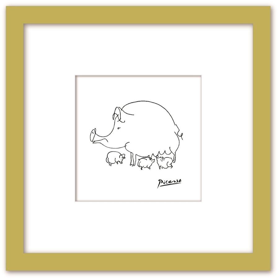 Picasso ブタの親子 アートパネル アンティーク 小さいサイズ かわいい どうぶつ ラインアート Ps 1002bk Art Lab Yahoo 店 通販 Yahoo ショッピング